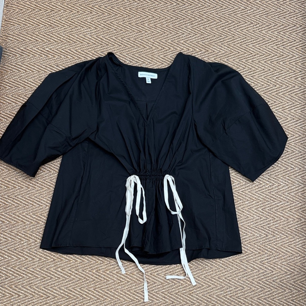 Banana Republic Black Blouse with White Tie